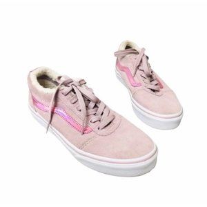 Vans Suede Sherpa Lined Ward Iridescent Suede Sneakers - Pink | White | 4